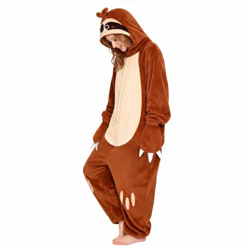 OLAOLA Adult Onesie Halloween Sloth Costume Unisex Cosplay Pajamas