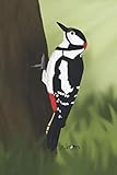  jz.birds Notizbuch A5 Buntspecht Vogel Zeichnung 100 Seiten Schwarz&Weiß