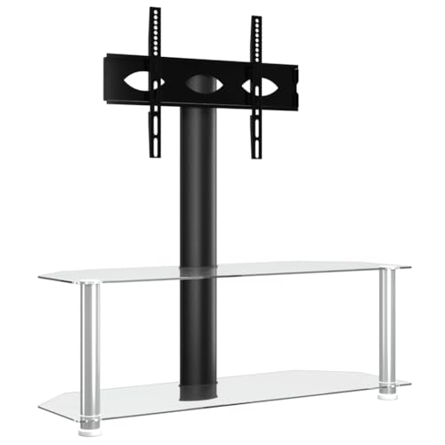 vidaXL Mueble de TV de Esquina 2 Niveles para 32-70 Pulgadas, Soporte Televisor, Mesa Esquinera Almacenaje, Mueble de Salón Dormitorio, Negro Plateado