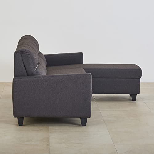 Image of Home Centre | Helios Clary Fabric 4-Seater Right Corner Sofa with Chaise | Sofa for Living Room | Solid Wood | Brown | 1 Year Warranty