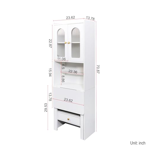 Image of Foldable Office Desk, Fold Out Convertible Hidden Murphy Computer Desk with Storage Shelves, Multi-Function Folding Writing Table for for Small Spaces, Home Office (White.)