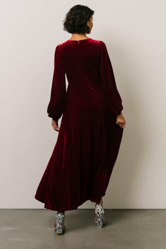 Women's Velvet V Neck Bridesmaid Dresses Long Sleeve A Line Formal Wedding Guest Gown2