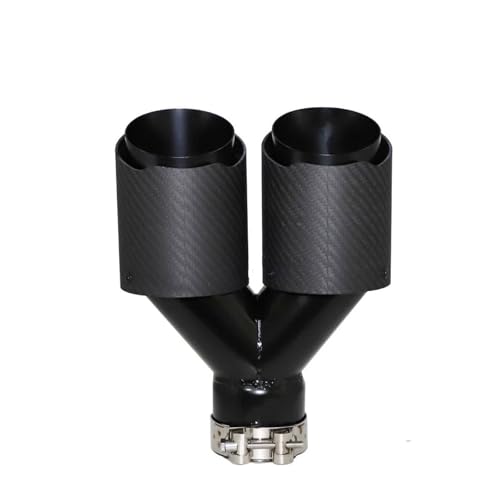 Embout echappement double sortie carbone noir universel voiture silencieux 67-89mm