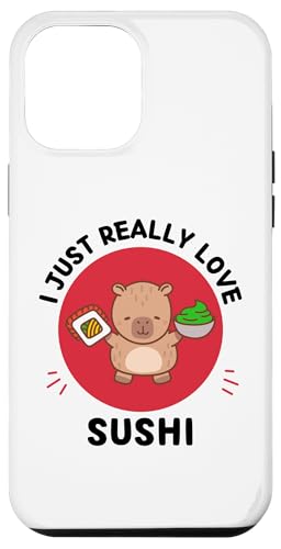 Custodia per iPhone 15 Plus Kawaii Capybara Adoro davvero il sushi