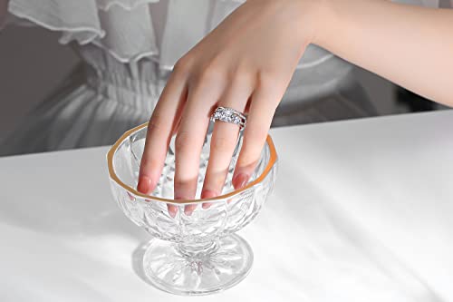 CannyCat 3-Stone Princess Cut Moissanite Wedding Ring Sets for Women Infinity 3.25 carat(ctw) Radiant Moissanite Rings Bridal Set D color Moissanite Anniversary Engagement Ring Set (size-8)3