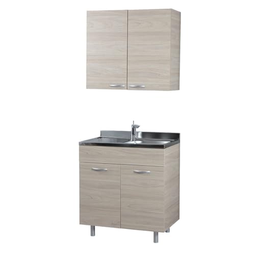 Cucina in Kit 80 cm Olmo con Mobile Sottolavabo e Pensile Scolapiatti - Moderna e Funzionale