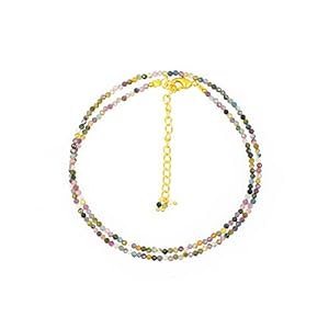 TGH Natural Multi Tourmaline Gemstone Handmade Beaded Necklace, Faceted Beads Energy Stones, October Birthstone, Healing Crystals Women Fashion Jewelry gift