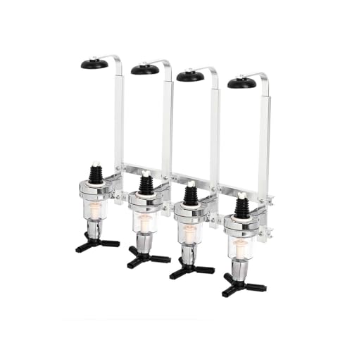 Generisch Flaschenhalter Wand aus Aluminium (Silber) - Wandmontierter Flaschenhalter für 4 Flaschen (36x35,3x11cm) - Spirituosendosierer mit Zapfsäule für Hausbar & Cocktailbar