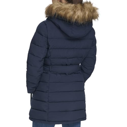 Tommy Hilfiger Women's Cold Weather Fur Trimmed Long Puffer Coat4