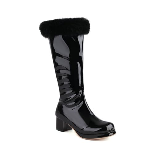 Bottes hautes pour femmes style brevet chic avec zip latéral