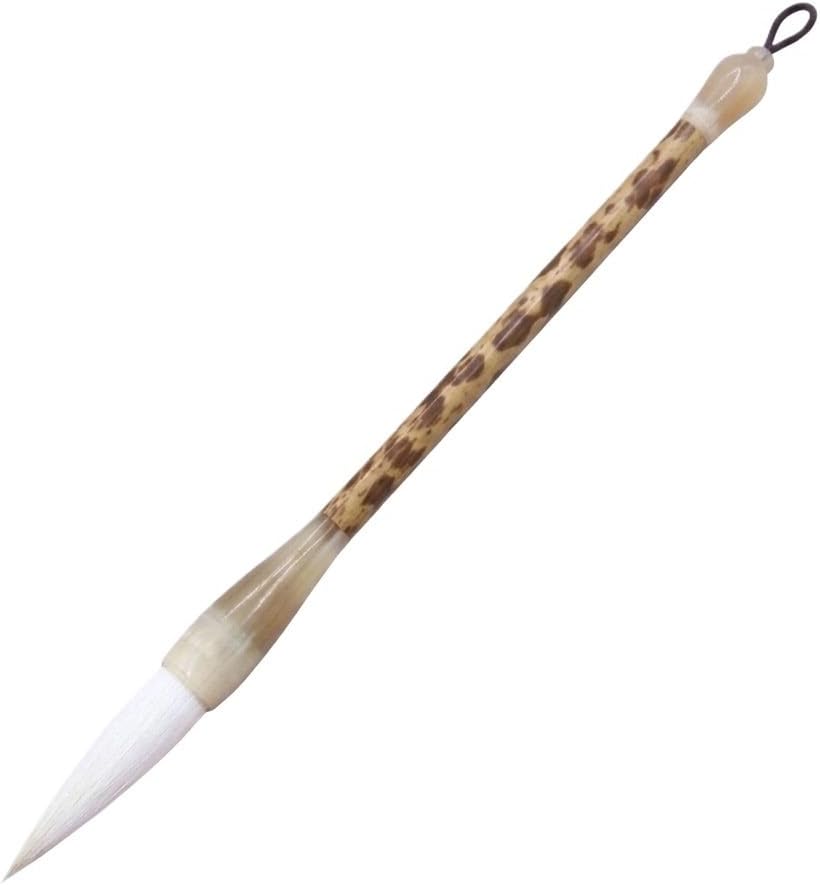 Calligraphy Brush Large Goat Hair Handle with Ox Horn Decor for Kanji Script Clerical Water Colour Painting Ink Drawing