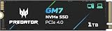 Acer SSD Predator GM7 da 1TB, M.2 2280 PCIe Gen4 x4 NVMe 2.0, Fino a 7400 MB/s, Con Tecnologia HMB+SLC, Unità SSD Interna per PC Portatile, Desktop e PS