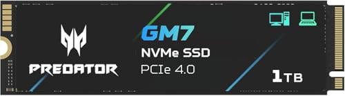 Predator M.2 SSD 1TB GM7 NVMe2.0 2280 PCIe Gen4×4 ������(�ő�ǂݎ��F7400MB/s�A�ő发�����݁F6500MB/s) ����SSD ���ϋv 3D NAND TLC PS5/PS5 Pro����m�F�ς� ��