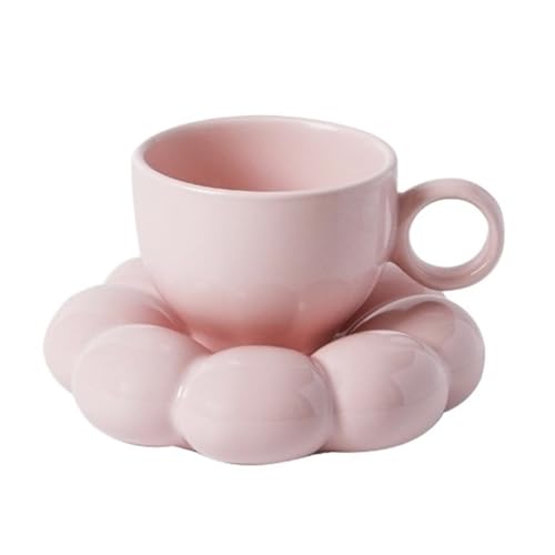 YUPLIODSX Taza Ceramica Tazas De Café De Cerámica Platos Colores Leche Taza De Desayuno(Pink)
