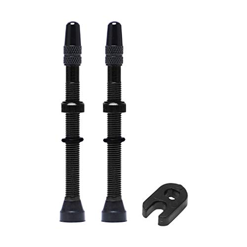 ben-gi 2 PC/Sistema de válvula de Aire de los neumáticos de Bicicletas de la válvula de Aire del Bici Kit de válvula sin Rueda núcleo de Cobre de la aleación Base del Tallo de Goma, Negro,78mm