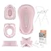 Kit de baignoire pour bébé avec support et siège de baignoire, pot, siège de toilette, tabouret de bain, pour nouveau-nés et bébés, stable et confortable, couleur : rose