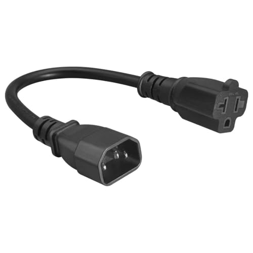 Image of Toptekits C14 to 5-15R /5-20R Comb AC Power Cord,2-in-1 C14 15Amp to T Blade 20Amp AC Cable Converter, IEC 3Pole Plug to USA Female Nema 5-15R Power Cable 1ft /30cm(C14 to 5-15R /5-20R Cord)