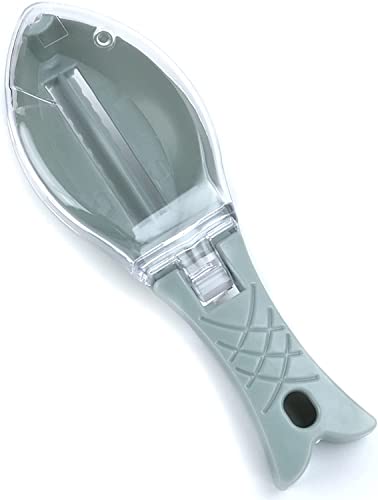 MAXPERKX Brosse de nettoyage pour écailles de poisson - Bleu - Grattoir à poisson en acier inoxydable - Outil de détartrage rapide - Facile à enlever - Rasage sans effort Cover