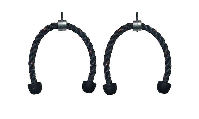 INDIA ENTERPRISES HUB Pull Down Rope, Smith Machine Accessories, Tricep Cable Attachment for LAT Pulldown and Any Pulley SystemNylon Braided Tricep Rope (Black) (2PCS)-image-9