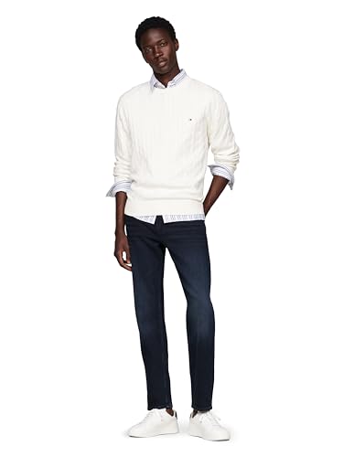 Image of Tommy Hilfiger Men's Cable Knit Crewneck Sweater Lightweight Pullover
