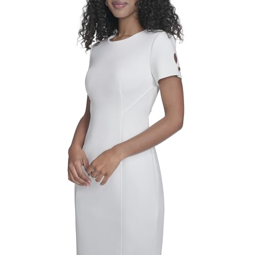Image of Calvin Klein Short Sleeved Seamed Sheath Dress