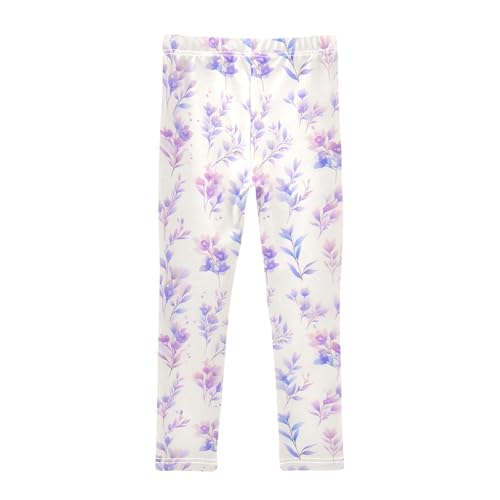 KLL Watercolor Floral Botanical Boho Watercolor Toddler Baby Girl Cotton Leggings Stretchy Full Length Activewear Sports2