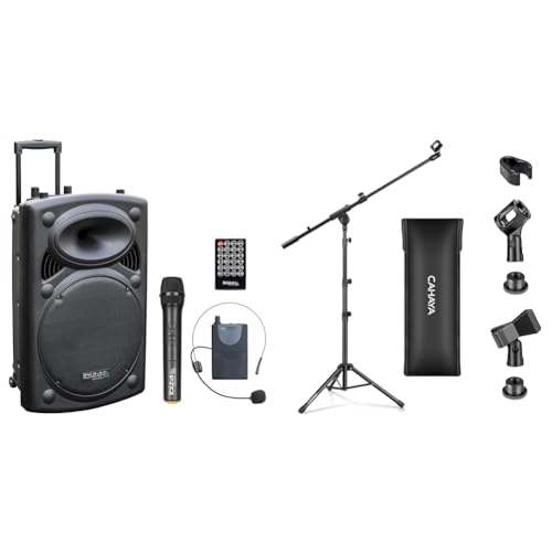 Enceinte portable 15" Ibiza PORT15UHF-BT 800W sono Bluetooth avec pied Cahaya