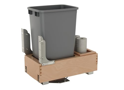 Contenedor para basura de 50 Qt con rieles suave beige miniatura 4