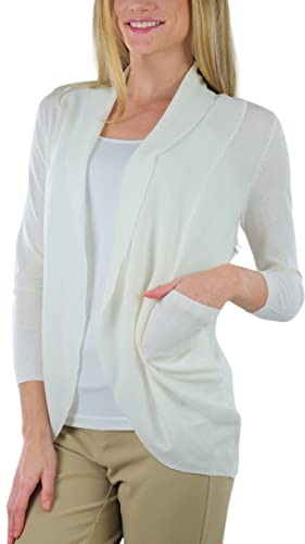 Image of ToBeInStyle Womens Open Front Long Sleeve Lightweight Asymmetrical Draped Cardigan with Side Pockets