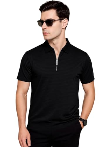 Image of Preneum Men's Polo T‑Shirt | Comfortable Rich Polycotton, Band Collar, Regular Fit | Stylish & Premium All Day Wear (Available in Plus Sizes)