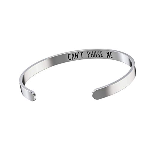 Moon Phases Bracelet - Moon Gifts For Women - Cute Stainless Steel Bangle – Silver Cuff With “Can’t Phase Me” Inspirational Quote - Image 4