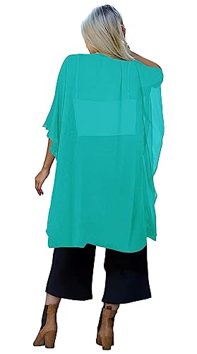 Image of Indian Trendy Women's Solid Puff Sleeve Kimono Long Cardigan Loose Cover Up Casual Blouse Top Chiffon