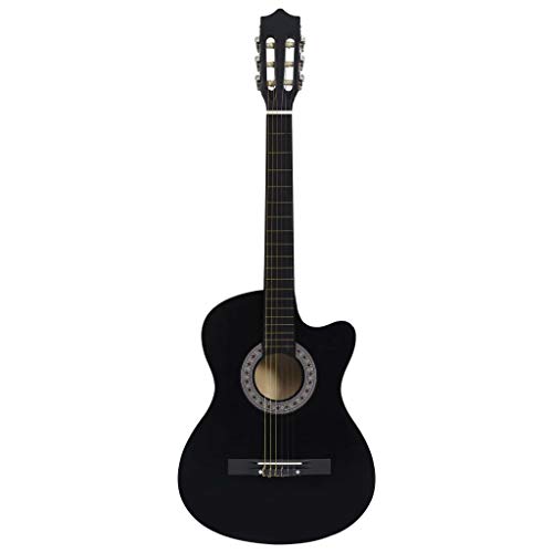 Wakects Guitare folklorique de bonne qualité sonore, guitare acoustique noire en tilleul avec mensuration de 63 cm pour la maison - Les Beatles, Paul McCartney, John Lennon, RIngo Starr, George Harrison Wakects Guitare folklorique de bonne qualité sonore, guitare acoustique noire en tilleul avec mensuration de 63 cm pour la maison