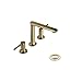 Produktbild Grifo Gebürstet Gold 3 Löcher Badezimmer-Wannen-Hahn Tischaufbau- Heiß Kalt Bassinhahn Set Toiletten Supplies (Color : Gold, Surface Finishing : Brass)