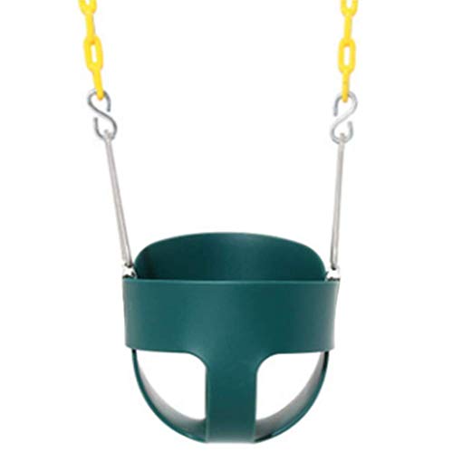 E EVERKING EverKing Heavy Duty High Back Full Bucket Toddler Swing Seat with Coated Swing Chains and Snap Hooks- Swing Set Accessories (Dark Green)