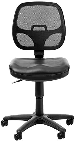 Work Smart Office Star Em Series Screen Back Office Task Chair With Built-In Lumbar Support And Adjustable Back, Black Vinyl #TOP1