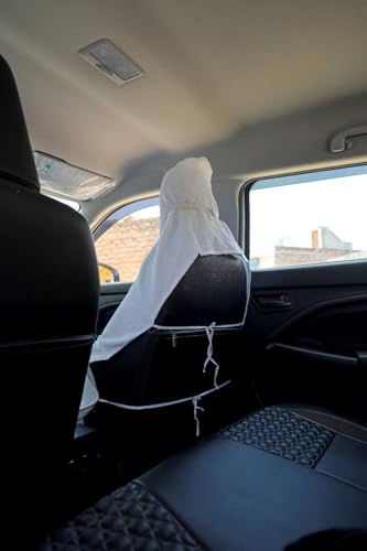 Image of MISHIKA Cotton Car Seat Towel Cover, Universal Fit, Beige, Soft Driving Comfort, 130x50 cm (1, White, 30 x60)