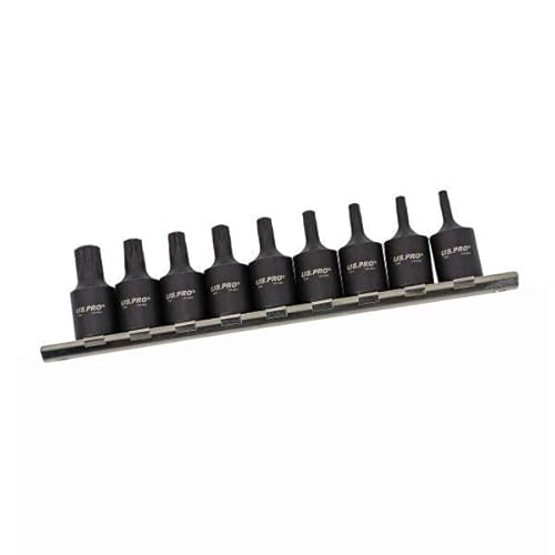 Image of US PRO Tools 9pc 3/8" Dr Impact Star Torx Bit Sockets T20 - T55 3999