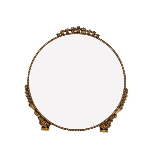 Miroir rétro circulaire sculpté main or antique décoratif