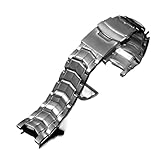 WTNZBAEM Correa de acero inoxidable cepillado compatible con CASIO Edifice EF-524. reloj for hombre, cierre seguridad plegable plateado 22 mm