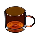 Copos de vidro coloridos de parede dupla, xícaras de chá de vidro borossilicato, canecas de café com alça, 250 ml (âmbar)