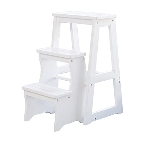Taburete de Escalera pequeño Madera Maciza Interior y Doble Propósito 2