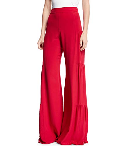 ALEXIS Womens Shir red Silk Wide Leg Dress Pants, Red, Small