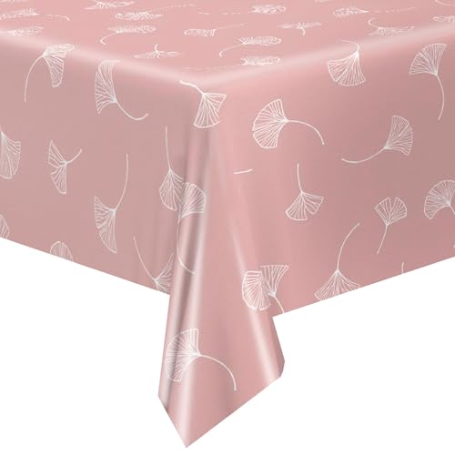 QPC Direct Dandelion Linen Effect PVC Oilcloth Table Cover Vinyl Tablecloth (Blush Pink, 140 x 180cm Rectangle)