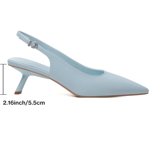 Image of Mostrin Kitten Heels for Women Pointed Toe Pumps Patent Leather Low Heel Slingback Heels with Buckle Dress Shoes for Dating Party Working