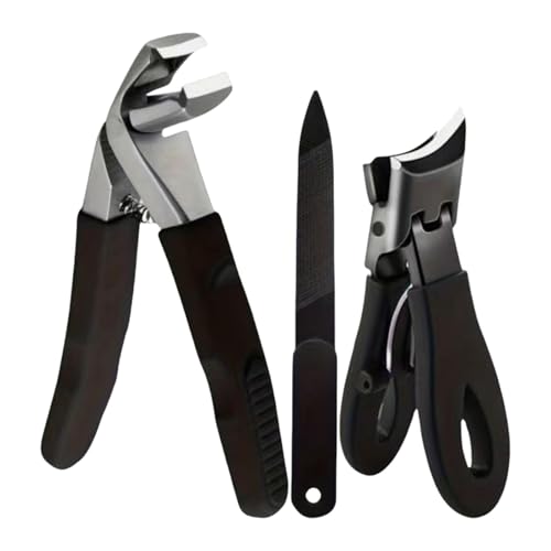 高齢者用爪切り、爪切り | ネイルカッター爪やすり付きの広口足指用爪切り,3x 爪用高耐久トリミングキット、男性、女性用の尖った爪カッター -