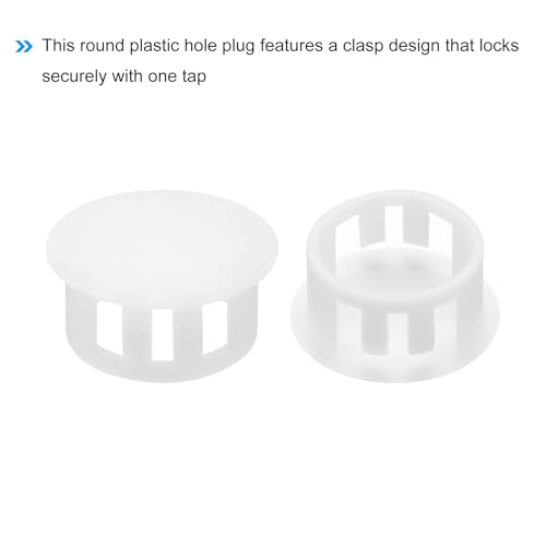 Image of MECCANIXITY 100PCS 17mm(11 /16 inch) White Plastic Hole Plugs, Flush Type Panel Hole Plugs Insert End Caps for Locking Hole Tubes Furniture Cabinet