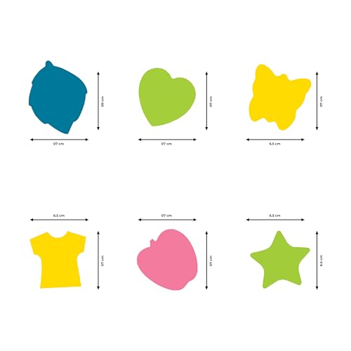 Image of Cubic Shaped Sticky Notes - Set of 6 Fun Designs (Star, Heart, T-Shirt, Butterfly, Fruit, Leaf) - 6.5 to 7cm - Multi-Color Sticky Note Pads for School, Office, Craft & Gifting