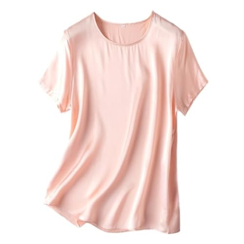 Pink Sheer Silk Crew Neck T-Shirt