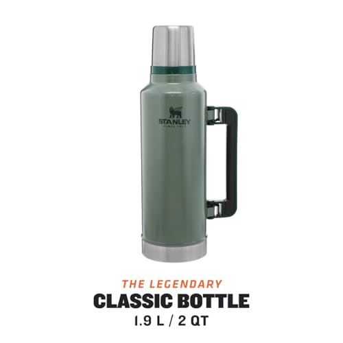 Stanley Classic Vacuum Insulated Wide Mouth Bottle - Hammertone Green - BPA-Free 18/8 Stainless Steel Thermos for Cold & Hot Beverages - 2.0 QT
